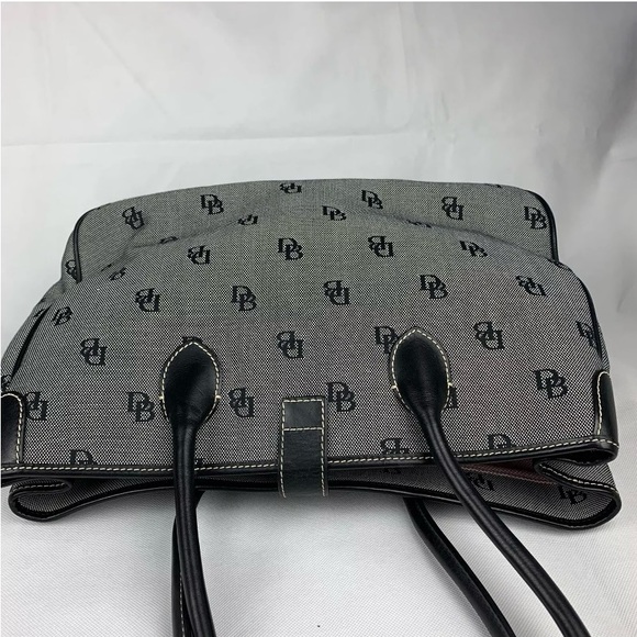 Dooney and Bourke Womens Satchel Handbag Canvas Leather Trim Black Gray Large - Picture 7 of 7